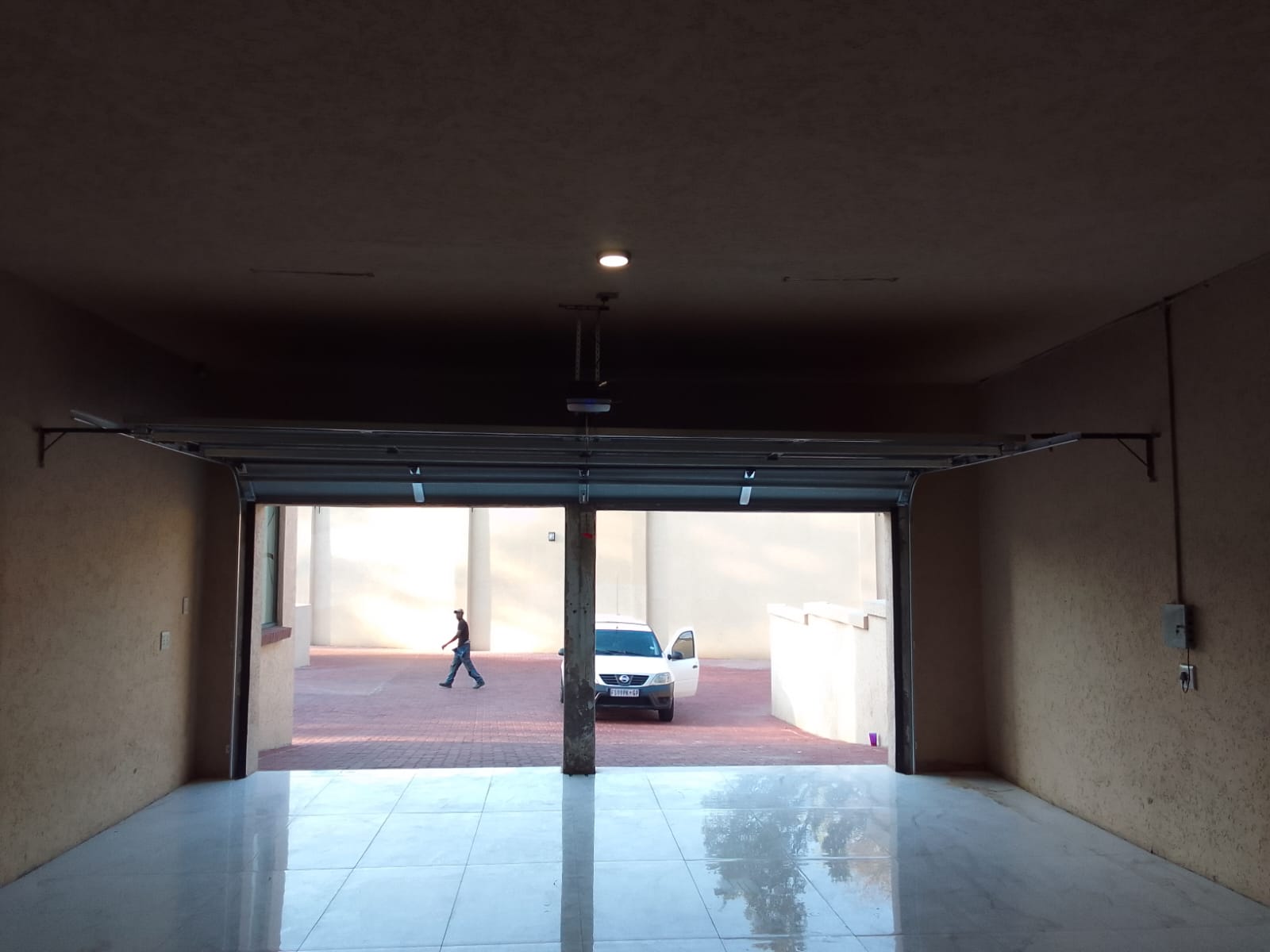 Double garage door interior view