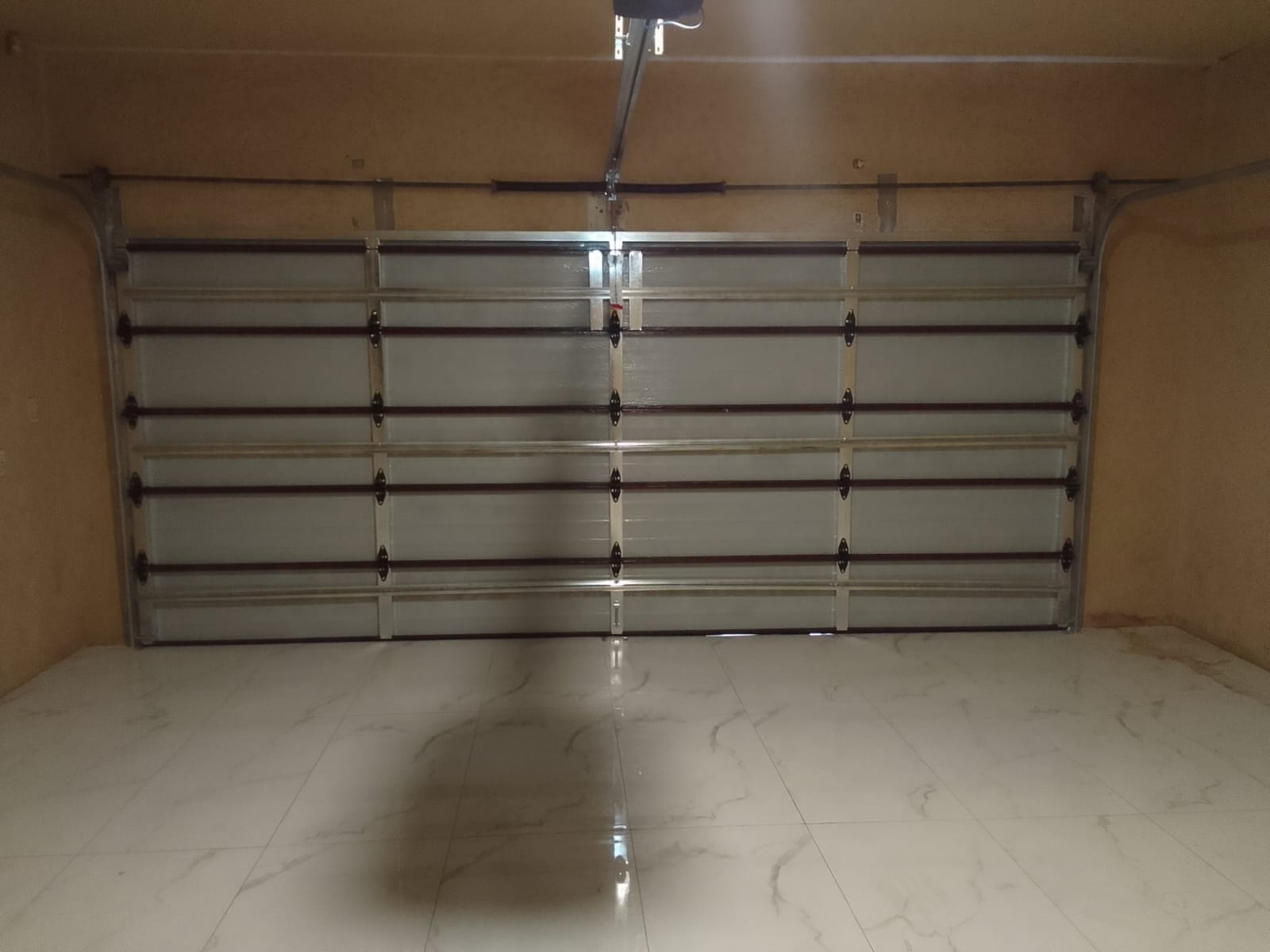 Aluzinc sectional garage door interior